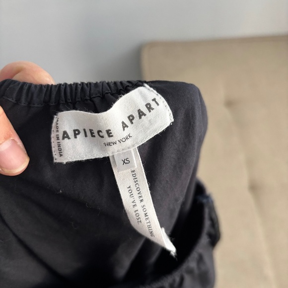 APIECE APART PALMA ONE SHOULDER BLACK ORGANIC COTTON DRESS - Picture 2 of 12